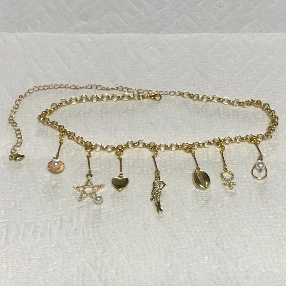 SOLD—White Lotus Lucia Greco Gold 7 Detachable Charms Necklace, Handmade Replica - Picture 13 of 16